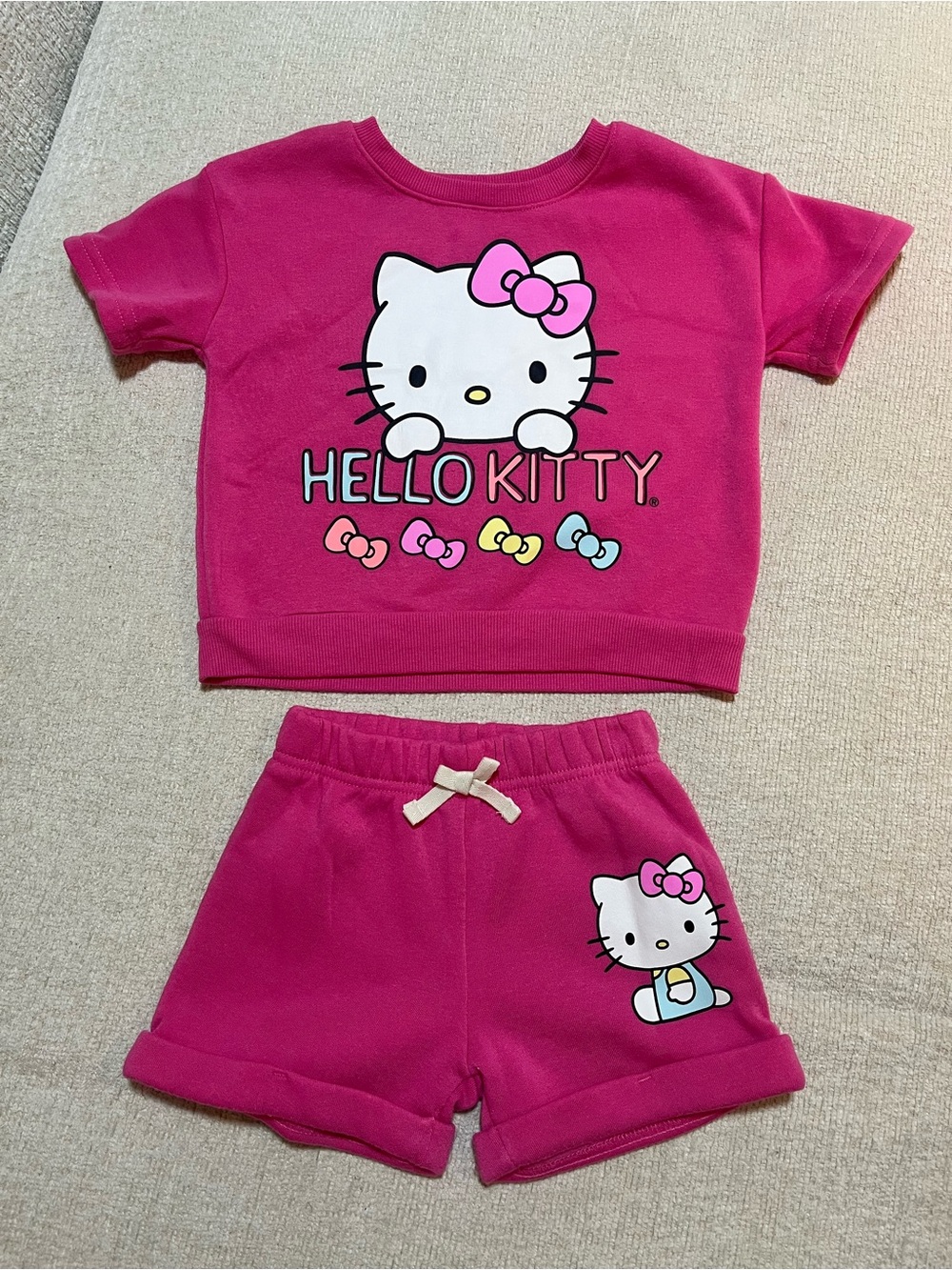 Hello Kitty Bright Pink Girls' Two-Piece Top & Shorts
